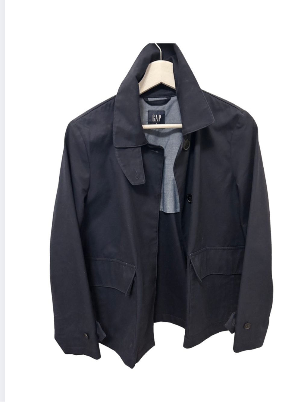 Fall Navy Short Trench coat - Picture 2 of 9